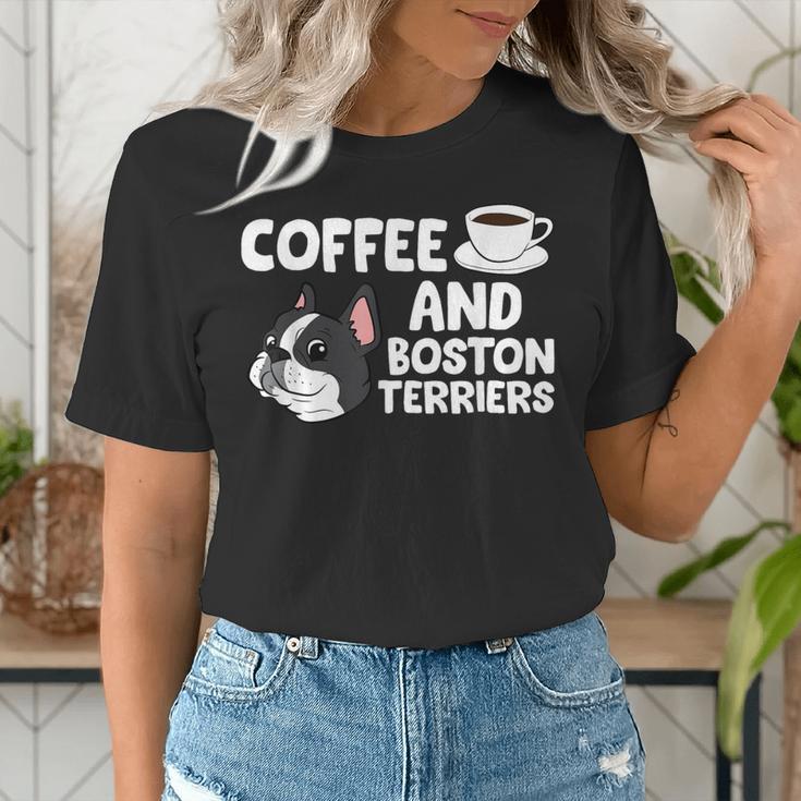 Boston Terrier Lover Coffee And Boston Terriers Women's T-Shirt, funny gift