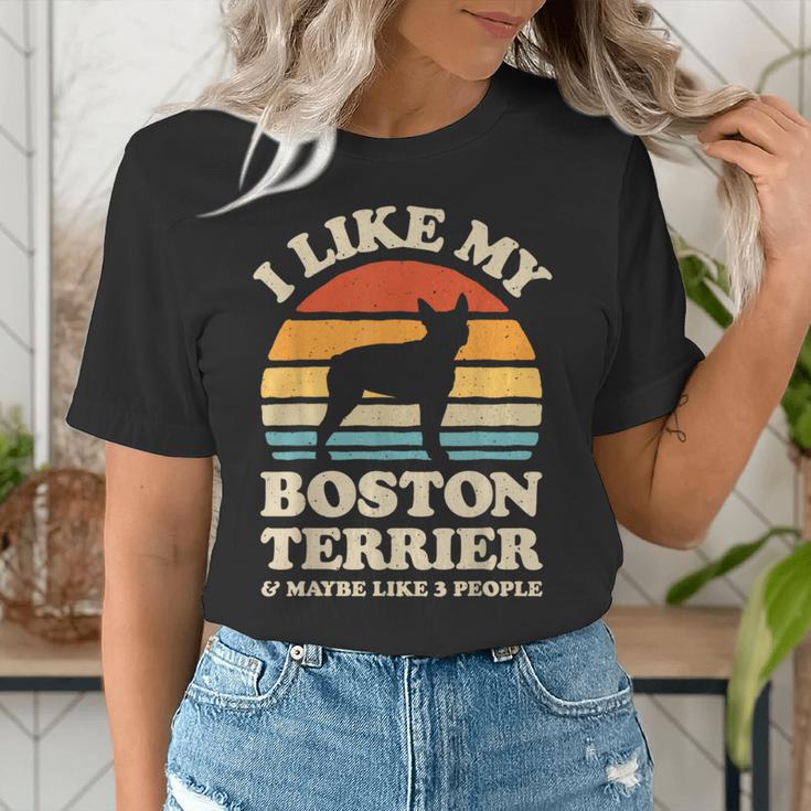 I Like My Boston Terrier And Maybe Like 3 People Dog Lover Women's T-Shirt, funny gift