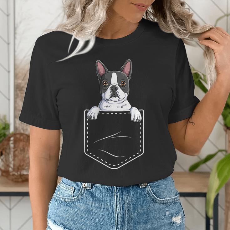 Boston Terrier In The Pocket Cute Boston Terrier Dog Lovers For Men Women Girls Kids Women's T-Shirt, funny gift