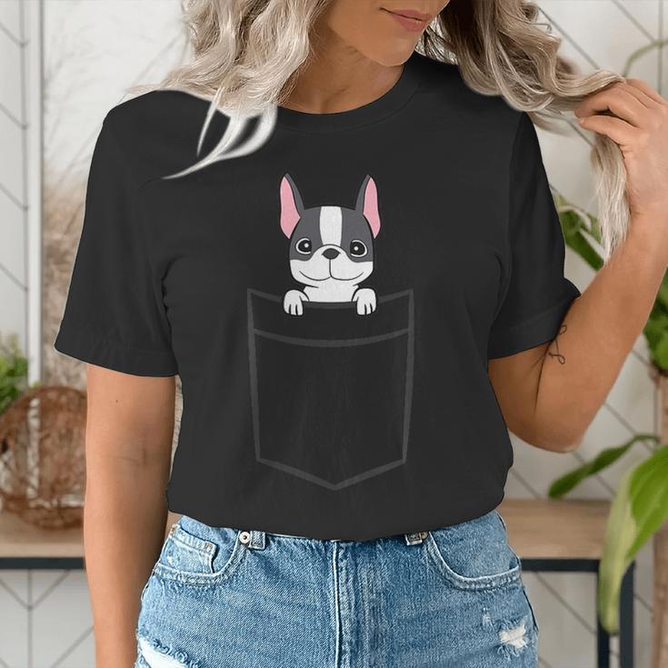 Boston Terrier In The Pocket Cute Boston Terrier Dog For Men Women Girls Kids Women's T-Shirt, funny gift