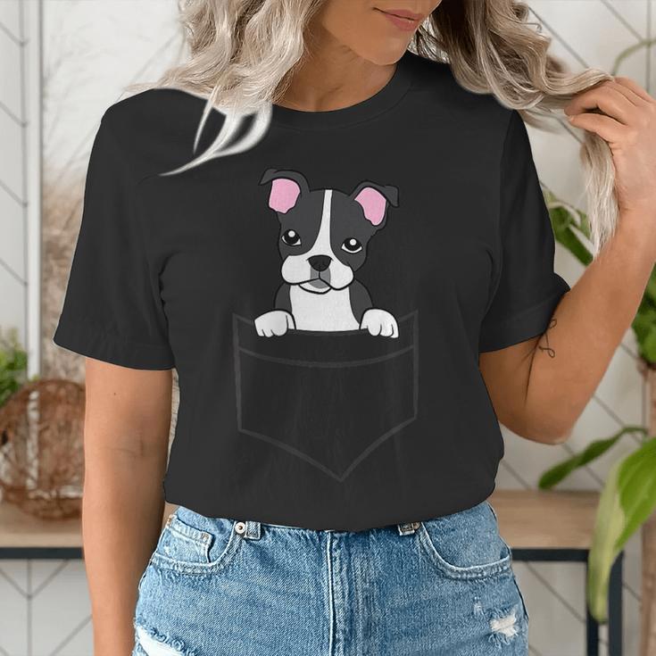 Boston Terrier In The Pocket Cute Pocket Boston Terrier Women's T-Shirt, funny gift
