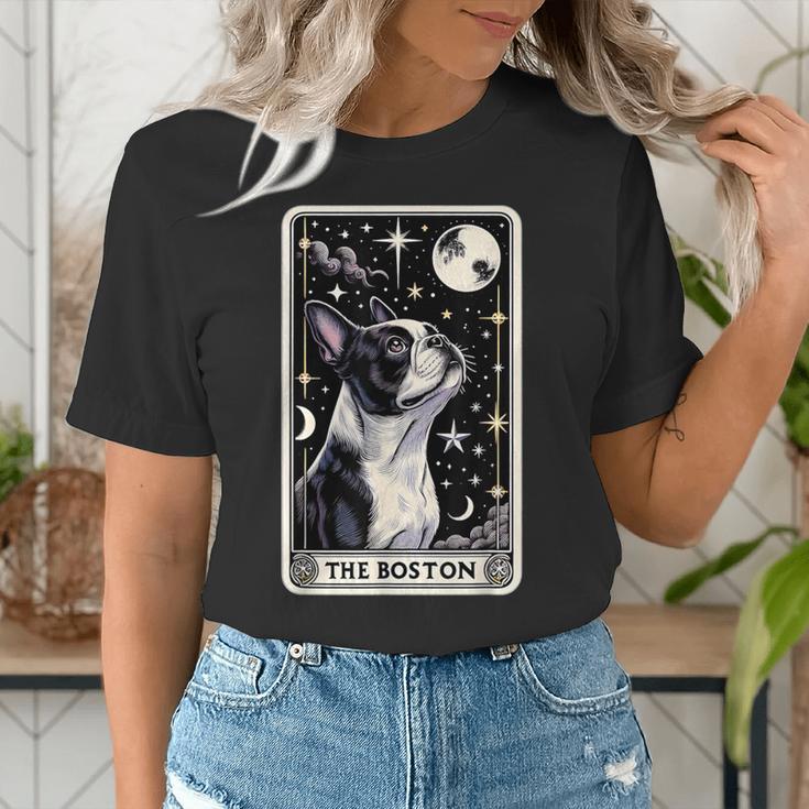 Boston Terrier Tarot Card Star With The Moon Men Women Kids Women's T-Shirt, Boston Terrier Tarot Shirts, funny gift