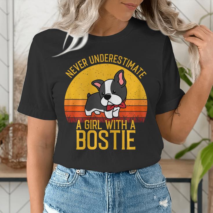 Boston Terrier Never Underestimate a Girl With a Bostie Women's T-Shirt, funny gift