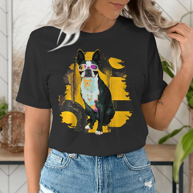 Boston Terrier s Mid-Century Modern Art s Street Grunge Women's T-Shirt, funny gift