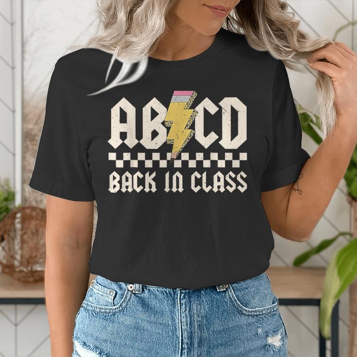 Boys Girls Teachers Rock Back To School ABCD Back In Class Women's T-Shirt, funny gift