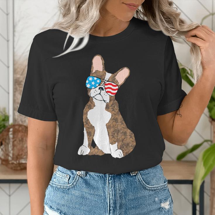 Brindle Boston Terrier Dog Patriotic Shirt USA Flag Women's T-Shirt, Patriotic Boston Terrier Shirts, funny gift