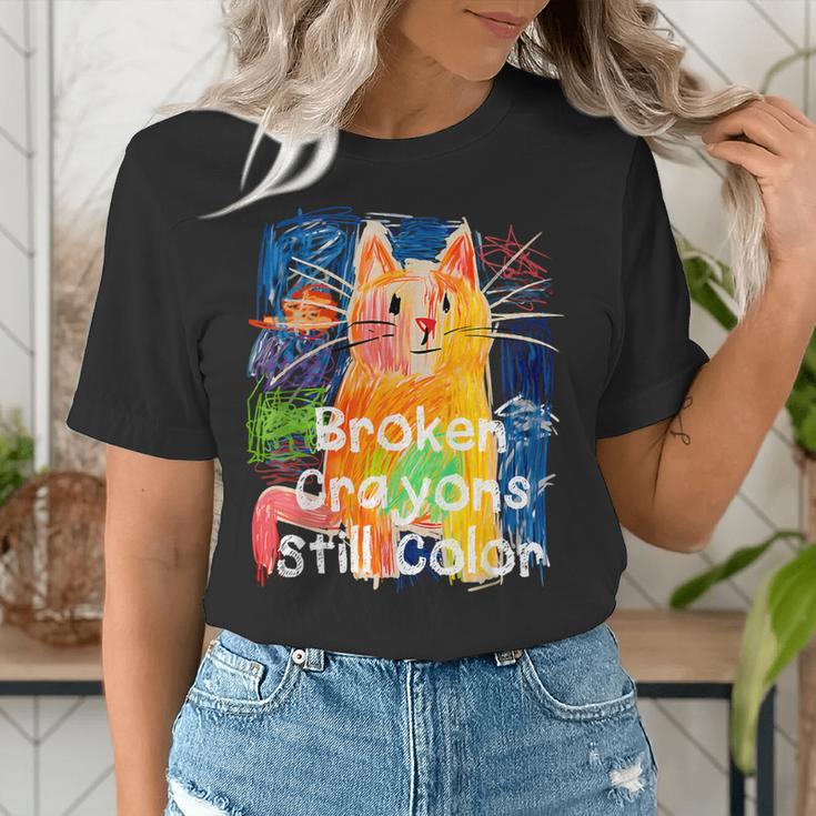 Broken Crayons Still Color Cat Teacher Women's T-Shirt, funny gift