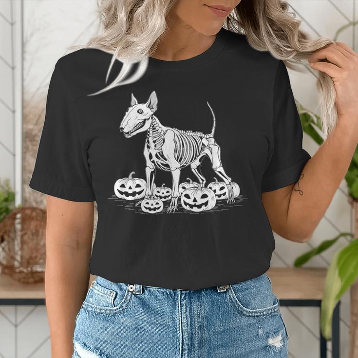Bull Terrier Skeleton Birthday Halloween Kids Women's T-Shirt, funny gift