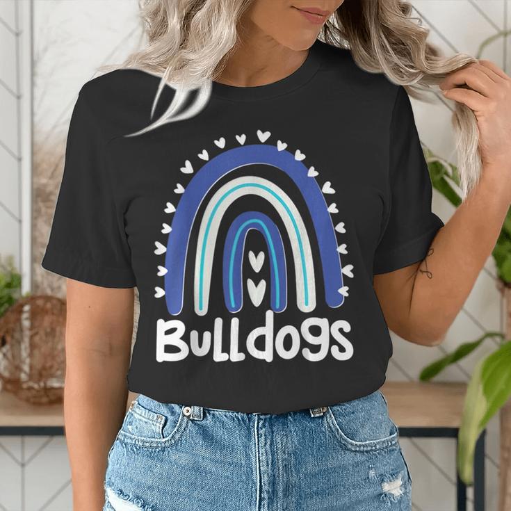 Bulldogs School Mascot Rainbow Teacher Lover Women's T-Shirt, funny gift