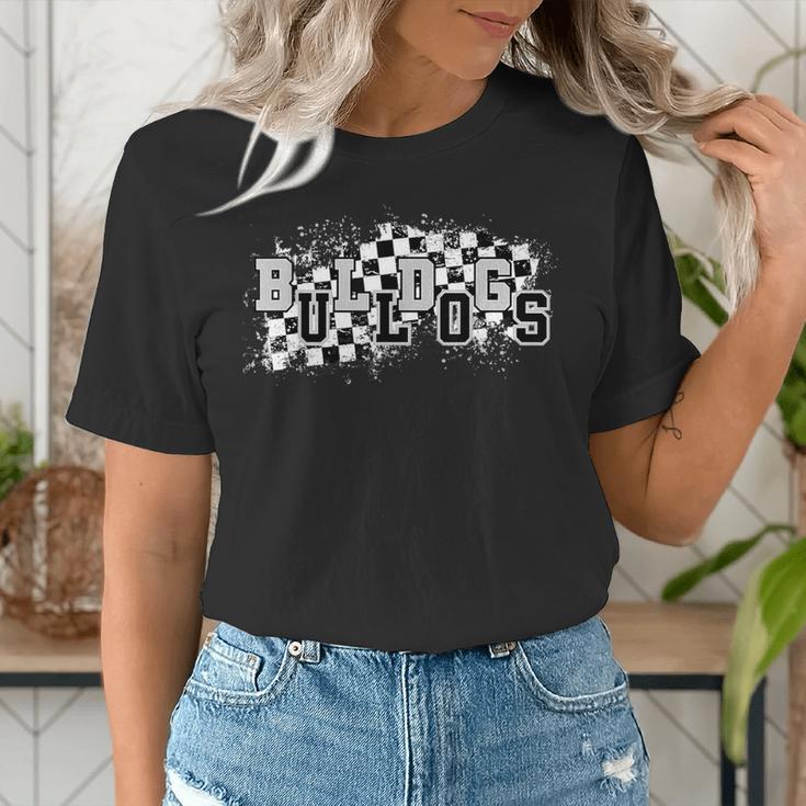Bulldogs School Spirit Bulldog Pride Checkered Teacher Women's T-Shirt, funny gift Bulldogs School Spirit Bulldog Pride Checkered Teacher Women's T-Shirt, funny gift