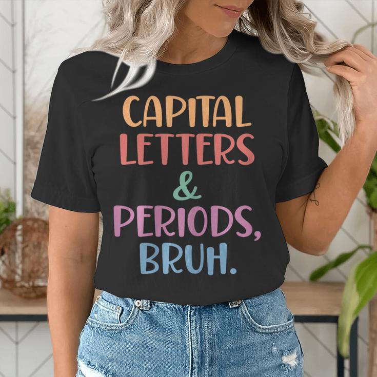 Capital Letters And Periods Bruh Bruh Teacher Women Women's T-Shirt, funny gift