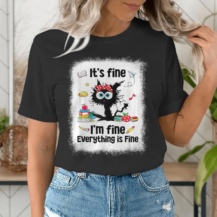 Cat It's Fine I'm Fine Everything Is Fine Teacher Life Women's T-Shirt, funny gift
