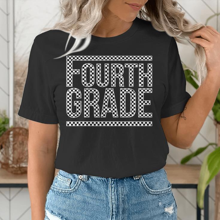 Checkered Fourth Grade Teacher Team Crew Back To School Women's T-Shirt, funny gift Checkered Fourth Grade Teacher Team Crew Back To School Women's T-Shirt, funny gift