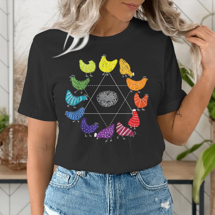 Chicken Themed Color Wheel Educational Art Teacher Artist Men Women Girls Kids Women's T-Shirt, funny gift