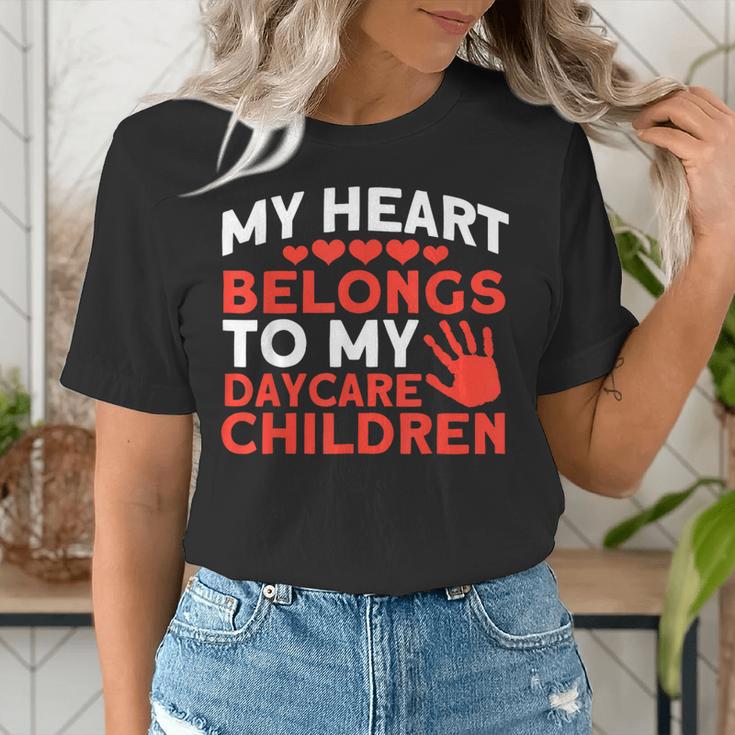 Childcare My Heart Belongs To Children Daycare Teacher Men Women Women's T-Shirt, funny gift