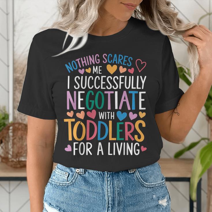 Childcare Teacher Negotiate With Toddlers Daycare Provider Women's T-Shirt, funny gift