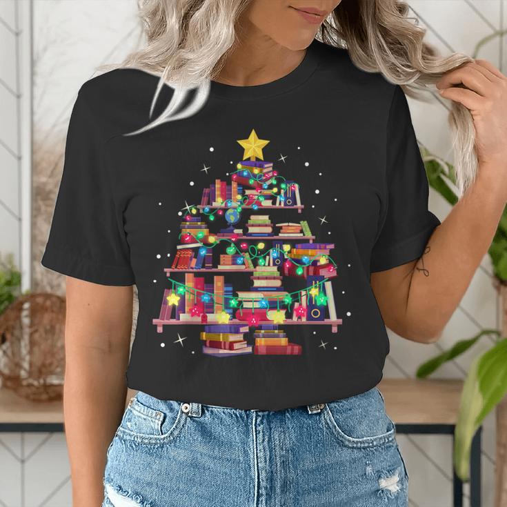 Christmas Library Tree Love Reading Books Nerd Teacher Women's T-Shirt, funny gift Christmas Library Tree Love Reading Books Nerd Teacher Women's T-Shirt, funny gift
