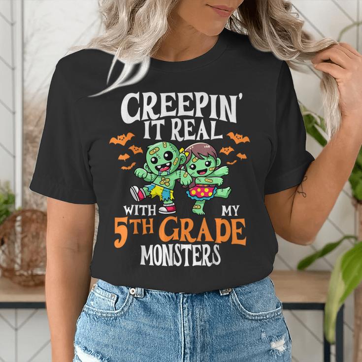 Creepin It Real Monster School 5th Grade Teacher Halloween Women's T-Shirt, funny gift Creepin It Real Monster School 5th Grade Teacher Halloween Women's T-Shirt, funny gift