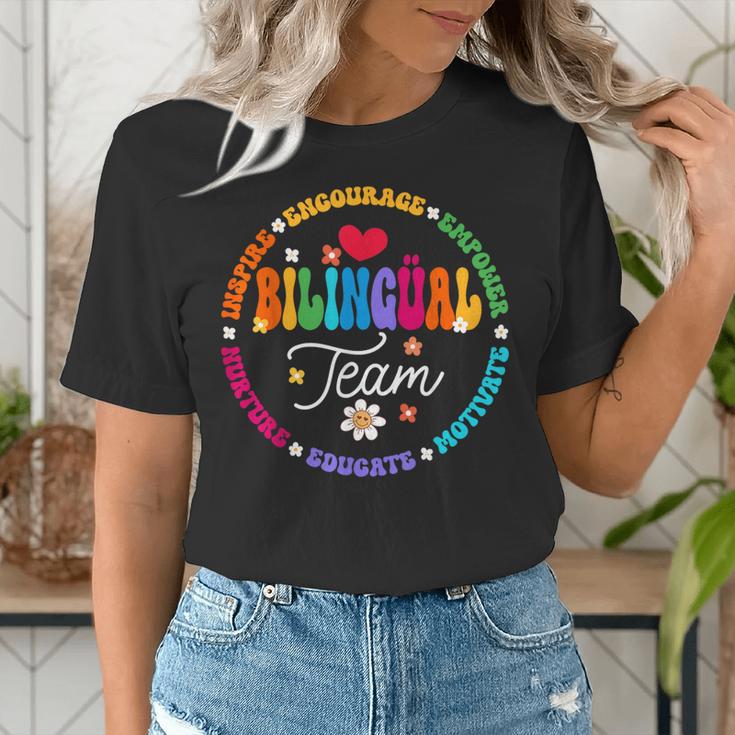 Cultivando Bilingues Dual Language Bilingual Team Teacher Women's T-Shirt, funny gift