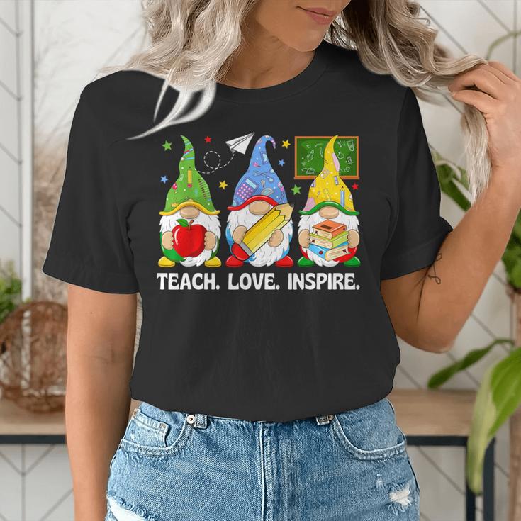 Cute Gnomes Teach Love And Inspire Back To School Teacher Women's T-Shirt, funny gift