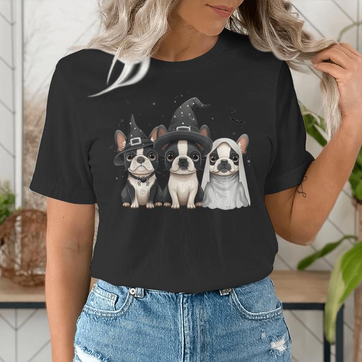 Cute Halloween Boston Terrier Dogs Witch Hat Ghost Dog For Men Women Kids Women's T-Shirt, Boston Terrier Halloween Shirts, Boston Terrier Ghost Shirts, funny gift