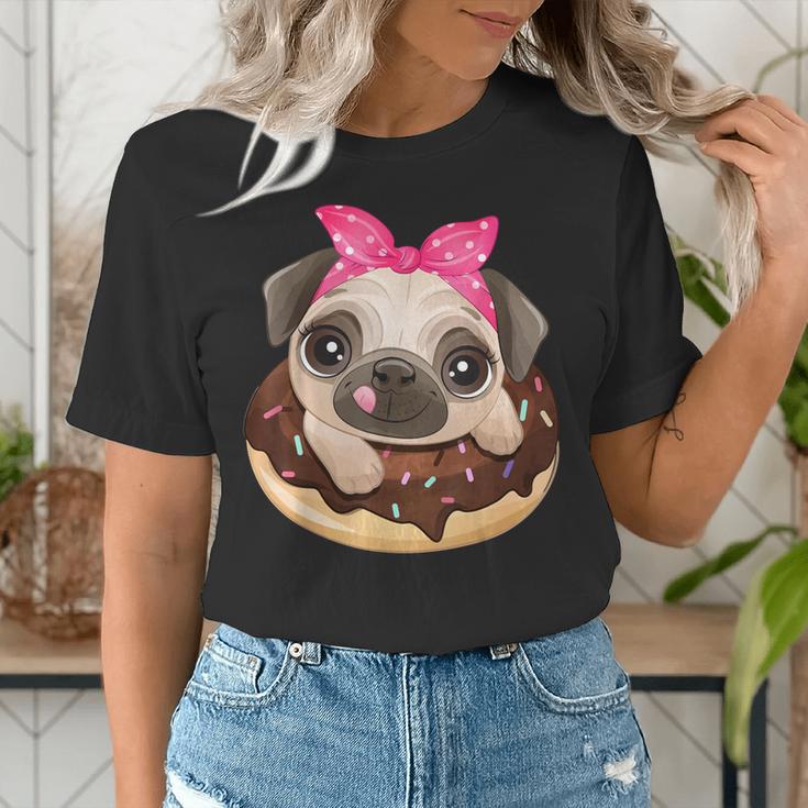 Cute Pug Shirt Donut Girls Dog Women's T-Shirt, funny gift