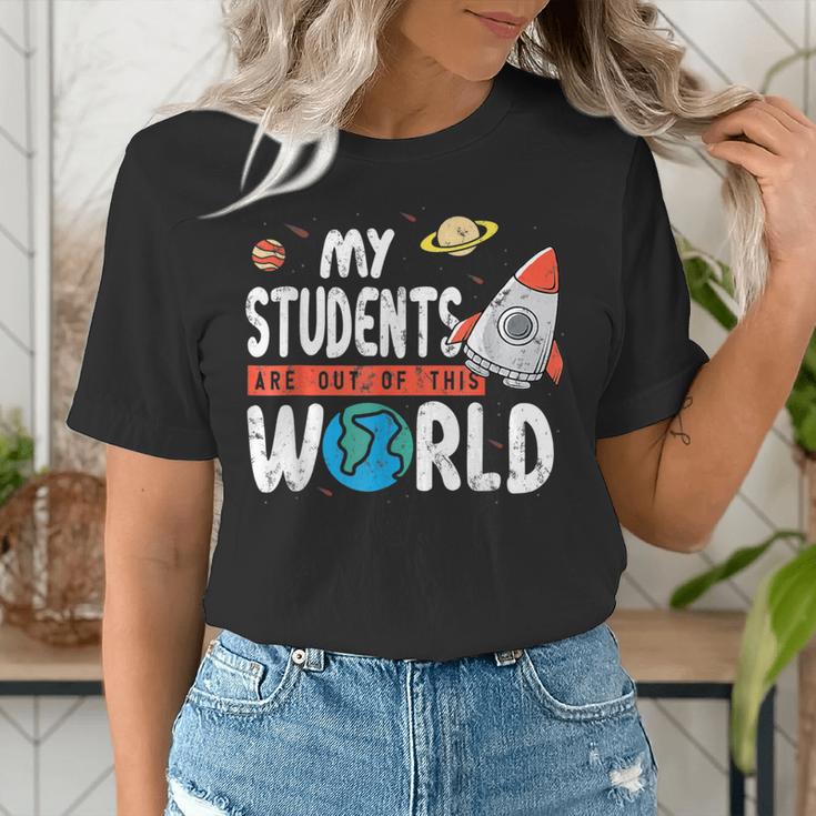 Cute Teacher My Students Are Out Of This World Space Men Women Kids Women's T-Shirt, funny gift