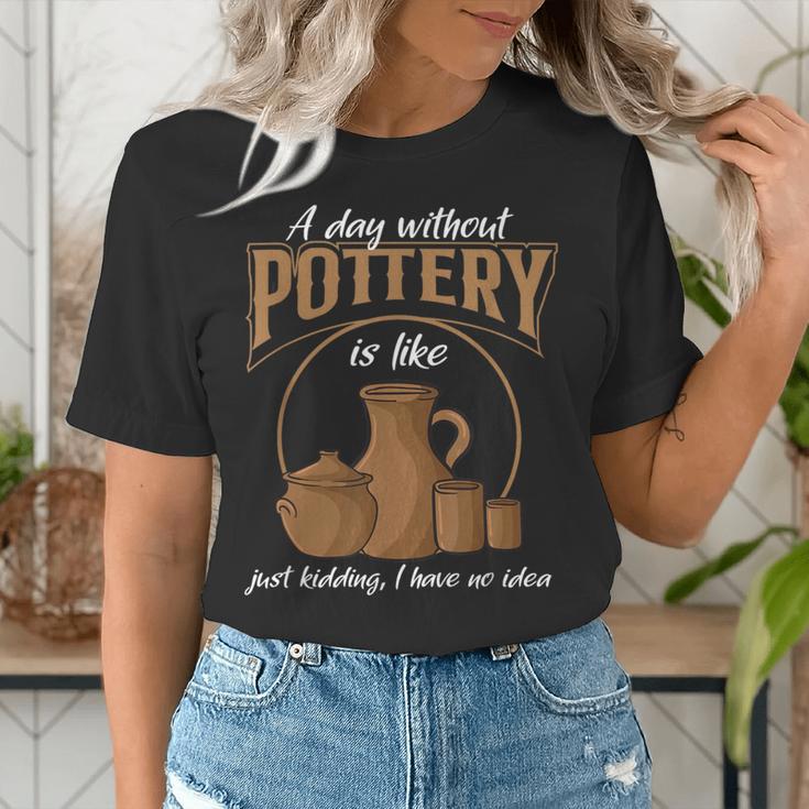 A Day Without Pottery Teacher Clay Kiln Ceramics Artist Men Women Women's T-Shirt, funny gift
