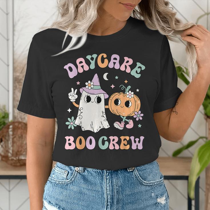 Daycare Boo Crew Groovy Halloween Floral Ghost Kid Teacher Women's T-Shirt, Groovy Teacher Shirts, funny gift Daycare Boo Crew Groovy Halloween Floral Ghost Kid Teacher Women's T-Shirt, Groovy Teacher Shirts, funny gift