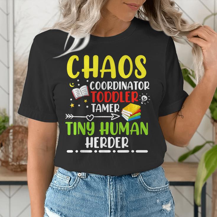 Daycare Teacher School Chaos Coordinator Toddler Tamer For Men Women Kids Women's T-Shirt, funny gift