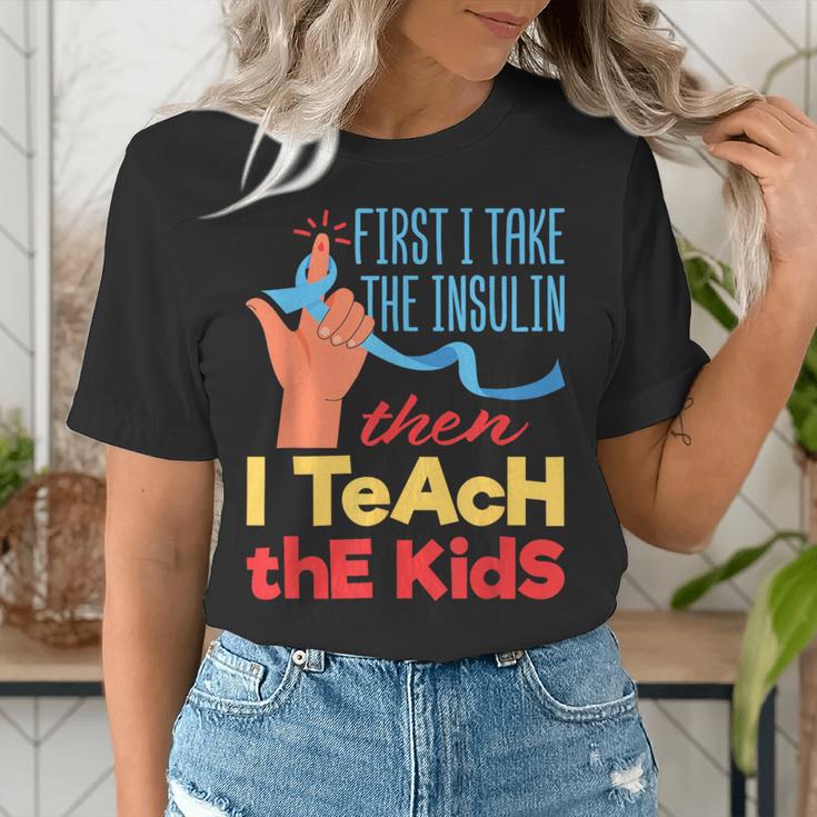 Diabetic Teacher Diabetes Awareness Insulin Blue Ribbon Women's T-Shirt, funny gift Diabetic Teacher Diabetes Awareness Insulin Blue Ribbon Women's T-Shirt, funny gift