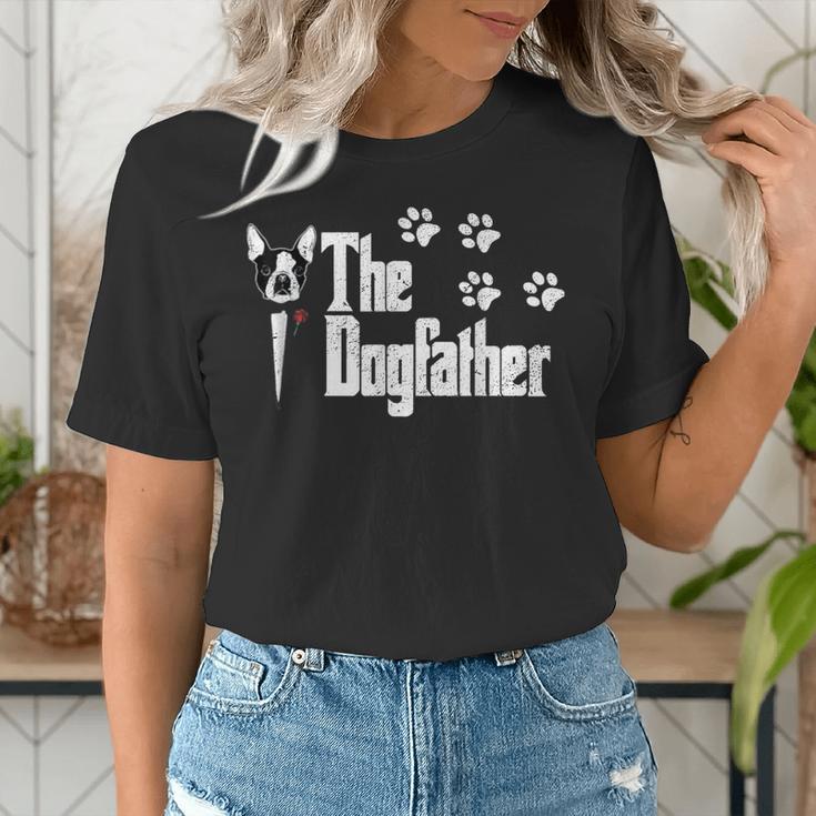 The Dogfather Boston Terrier Dog Dad Tshirt Idea Women's T-Shirt, Boston Terrier Dad Shirts, funny gift