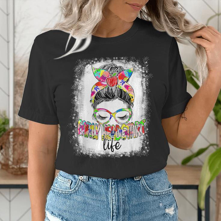 Early Head Start Life Messy Bun Back To School Teacher Women Women's T-Shirt, funny gift Early Head Start Life Messy Bun Back To School Teacher Women Women's T-Shirt, funny gift