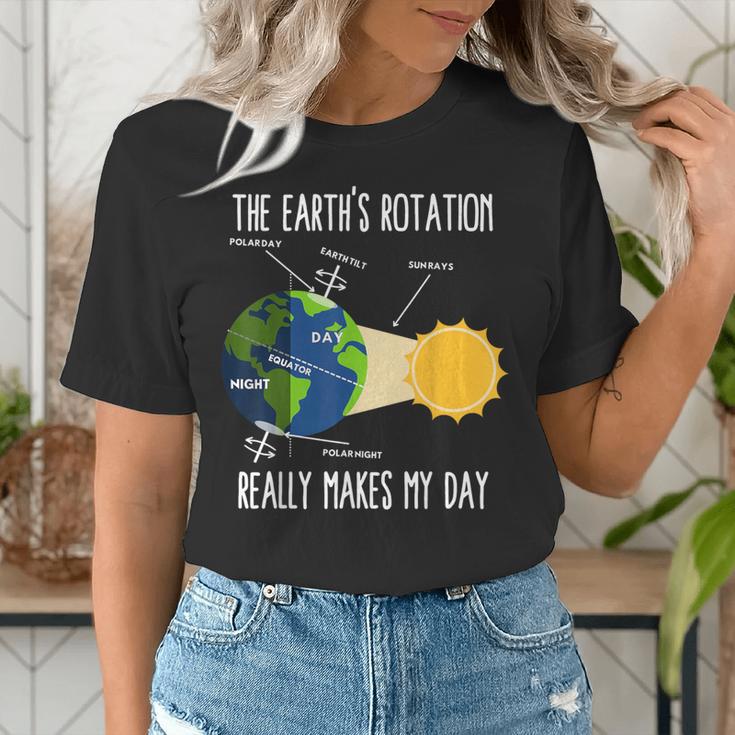 Earth Rotation Earth Day Science Teacher Kids Women Women's T-Shirt, Science Teacher Shirts, funny gift