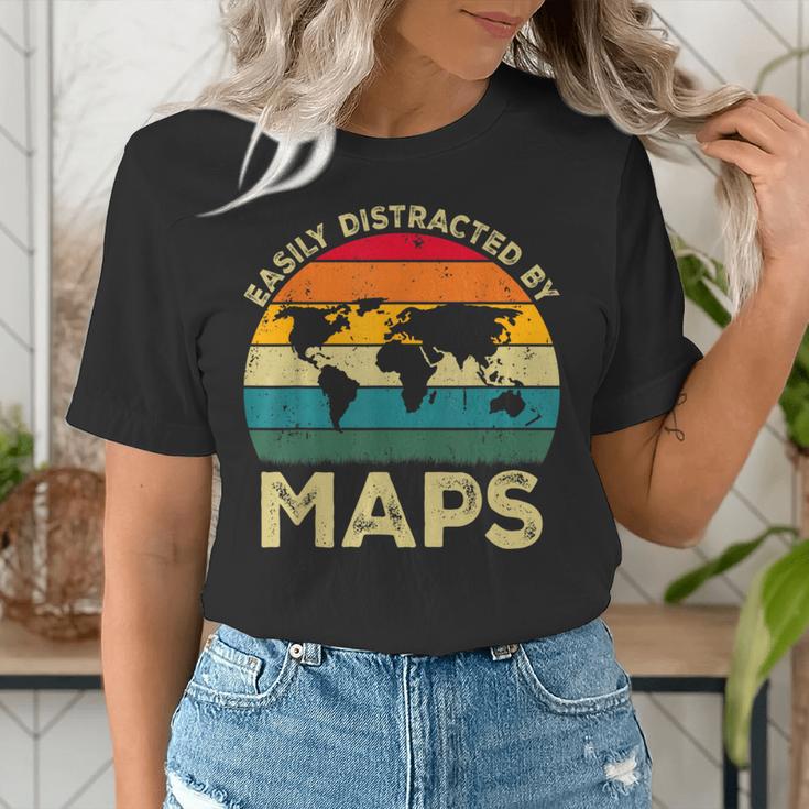 Easily Distracted By Maps Geography Teacher Women's T-Shirt, funny gift Easily Distracted By Maps Geography Teacher Women's T-Shirt, funny gift