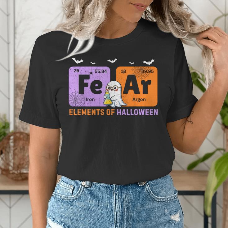 Elements Of Halloween Fear Periodically Chemistry Teacher Women's T-Shirt, funny gift
