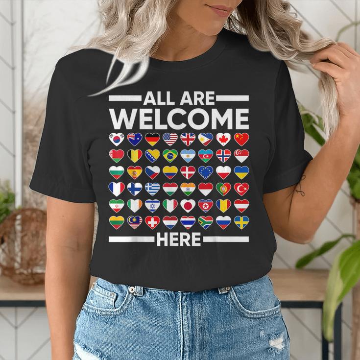 ESL Teacher All Are Welcome Here For Worlds Virtual Teachers Women's T-Shirt, Esl Teacher Shirts, funny gift ESL Teacher All Are Welcome Here For Worlds Virtual Teachers Women's T-Shirt, Esl Teacher Shirts, funny gift