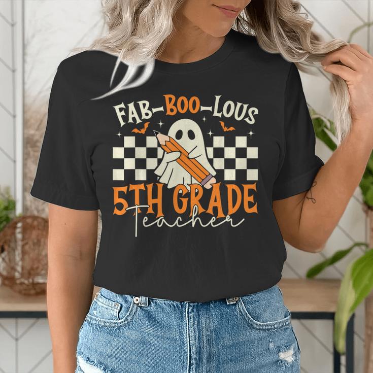 Fab Boo Lous 5th Grade Teacher Retro Ghost Spooky Halloween Women's T-Shirt, funny gift