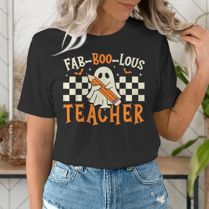 Fab Boo Lous Teacher Retro Ghost Spooky Halloween Costume Women's T-Shirt, funny gift Fab Boo Lous Teacher Retro Ghost Spooky Halloween Costume Women's T-Shirt, funny gift