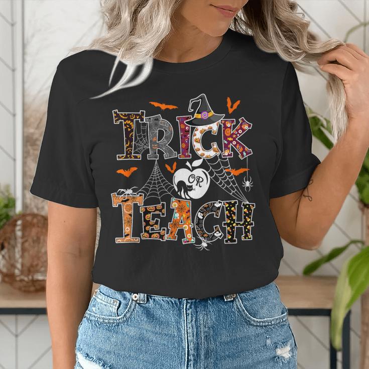 Fall Holiday Themed Thanksgiving Halloween Teacher Trick Or Women's T-Shirt, funny gift Fall Holiday Themed Thanksgiving Halloween Teacher Trick Or Women's T-Shirt, funny gift