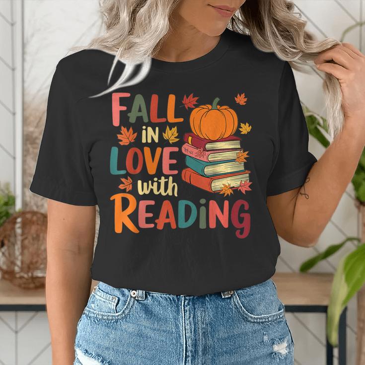 Fall In Love With Reading Autumn Thanksgiving Shirt Teacher Women's T-Shirt, funny gift Fall In Love With Reading Autumn Thanksgiving Shirt Teacher Women's T-Shirt, funny gift