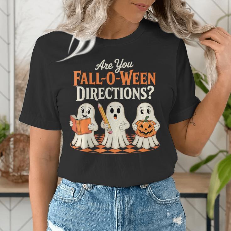 Are You Fall O Ween DirectionsRetro Teacher Halloween Ghost Women's T-Shirt, funny gift