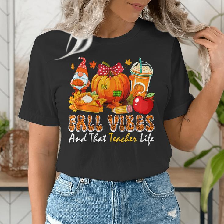 Fall Vibes Costume Teacher Thanksgiving Leopard Gnome Women's T-Shirt, funny gift Fall Vibes Costume Teacher Thanksgiving Leopard Gnome Women's T-Shirt, funny gift