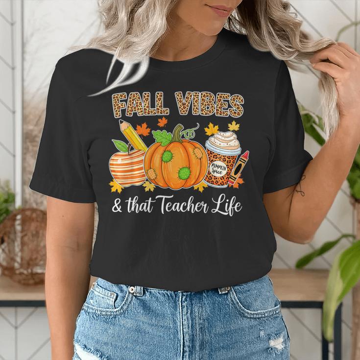 Fall Vibes And That Teacher Life Autumn Thanksgiving Women's T-Shirt, funny gift