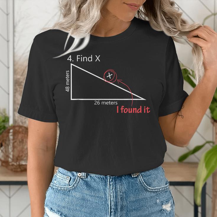 Find X Math Teacher Graphic Sarcastic Novelty Dad Joke Women's T-Shirt, funny gift