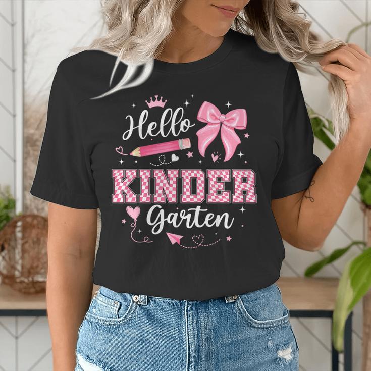First Day Of School Teacher Girl Coquette Hello Kindergarten Women's T-Shirt, funny gift First Day Of School Teacher Girl Coquette Hello Kindergarten Women's T-Shirt, funny gift
