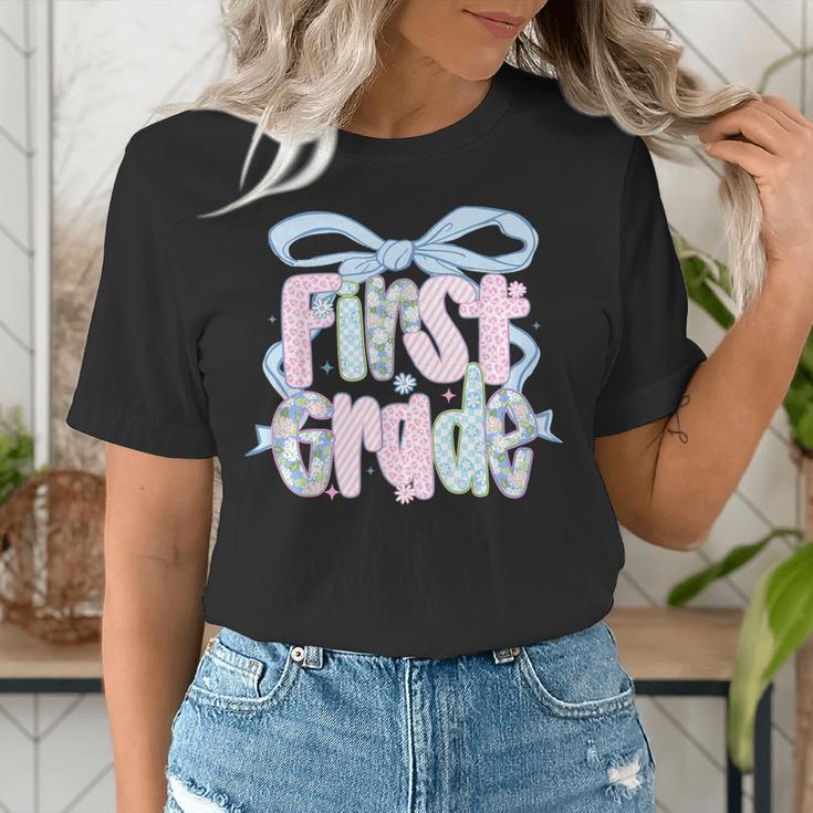 First Grade Coquette Bow Girls Teacher Team 1st Grade Squad Women's T-Shirt, First Grade Teacher Shirts, funny gift First Grade Coquette Bow Girls Teacher Team 1st Grade Squad Women's T-Shirt, First Grade Teacher Shirts, funny gift