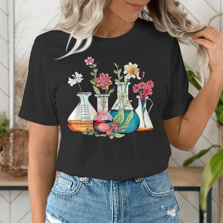 Floral Beakers Chemistry Lab Teacher Women's T-Shirt, funny gift Floral Beakers Chemistry Lab Teacher Women's T-Shirt, funny gift