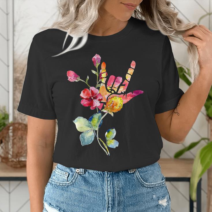 Flower American Sign Language ASL Teacher Teaching Deaf Women's T-Shirt, funny gift Flower American Sign Language ASL Teacher Teaching Deaf Women's T-Shirt, funny gift
