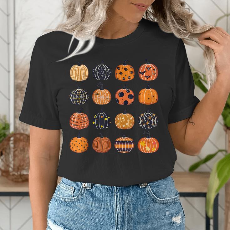 Folk Art Pumpkins Teacher Nurses Admin Witch Halloween Cute Women's T-Shirt, funny gift Folk Art Pumpkins Teacher Nurses Admin Witch Halloween Cute Women's T-Shirt, funny gift